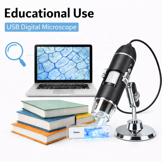 0.3MP USB Digital Microscope with Type-C and Micro USB, 1000X Portable Inspection Camera for PCB Repair and Education
