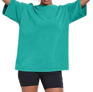 T-shirts pour femmes à manches courtes surdimensionnés entièrement personnalisés, effet délavé, style streetwear, collection été, épaules tombantes, personnalisables - Product Image 4