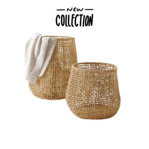 Handmade Natural <b>Seagrass</b> and Water Hyacinth Woven Rattan Storage <b>Baskets</b> for Clothing and <b>Laundry</b> Eco-Friendly and Stylish - Product Image 4