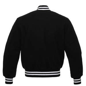 Chaqueta Bomber de Lana para Hombre, Diseño Moderno, Chaqueta Varsity Negra con Detalles en Cuero - Product Image 3