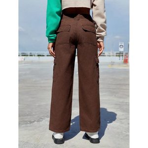 Pantalones Vaqueros Cargo Marrones de Estilo Vintage Retro para Mujer, con Múltiples Bolsillos, Ecológicos, Transpirables, Tallas 26-40, Ropa Urbana - Product Image 6