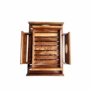 Platos rectangulares decorativos de madera para desayuno, cena, comida, sofá, fiesta, bandeja de servicio de bambú Natural para cocina, comer aperitivos - Product Image 3