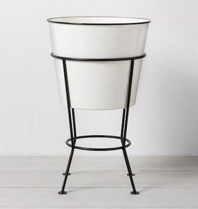 Pot de fleurs moderne en fer blanc avec finition thermolaquée pour une utilisation sur le bureau à l'intérieur, décoration de la maison, bureau - Product Image 3