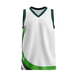 <b>White</b> Green Sleeveless <b>men</b> Basketball uniform <b>Vest</b> Crew Neck Moisture Wicking Polyester <b>Men</b> Regular Fit All Seasons Sublimated - Product Image 2