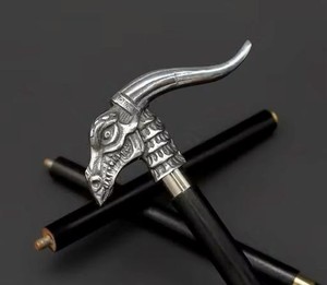Canne de marche vintage pliable en métal avec tête de dragon, poignée sculptée, manche en bois naturel, réglable en 3 sections, pour la randonnée en plein air - Product Image 2