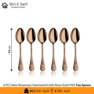 Ensemble de couverts en acier inoxydable avec revêtement PVD or rose, 24 pièces, nouveaux couteaux à dîner martelés au romarin - Product Image 6