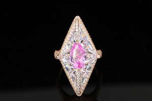 Bague en Moissanite Or Rose, Coupe Marquise, Pierre Précieuse Poire, Sertie à Griffes, Bijou de Mariage et de Fête - Product Image 2