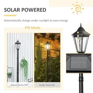 Outsunny 8 'in alluminio nero lampione solare luce impermeabile movimento attivato sensore PIR automatico per esterno Vintage giardino - Product Image 6