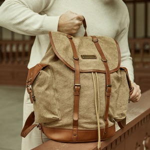 Mochila de Lona y Cuero Genuino, Resistente al Agua, Portátil, Estilo Vintage, para Viajes y Laptop, Alta Calidad, Venta al Por Mayor, Marca Privada - Product Image 2