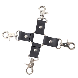 <b>BDSM</b> Restraint Set Cowhide Leather with Cuffs <b>Collar</b> Straps and Connectors for Full Control Play - Product Image 4