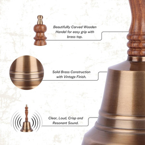 Campana de Mano Moderna de Latón para el Hogar, Oficina, Jardín, Llamadas y Eventos Festivos con Mango de Madera y Campana de Mano de Latón Resistente - Product Image 3