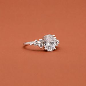 Sterling Silver With Oval <b>Diamond</b> <b>Simulated</b> Engagement Solitaire Ring Gift For Her - Product Image 2
