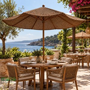 Sombrilla de Fibra de Coco Hecha a Mano Eco2go Vietnam, con Poste de Madera, Diseño Moderno, Base de Acero y Concreto, Protección Anti-UV para Patio - Product Image 1
