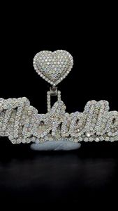Personalizado totalmente helado Mossanite Michelle nombre colgante 925 plata esterlina hombres Hip Hop joyería Moissanite letra colgante - Product Image 2