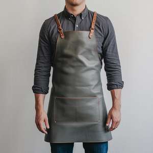 Durable Leather <b>Apron</b> with Tool Pockets for Workshop <b>BBQ</b> Grill Adjustable Straps Wholesale Supplier LPN-0215 - Product Image 1