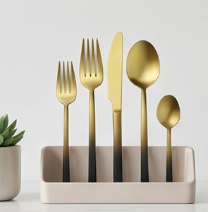 Gold And <b>Black</b> Color <b>Cutlery</b> <b>Set</b> Stainless Steel Flatware Kitchenware Silverware Hotel And Restaurant Wedding Use - Product Image 4