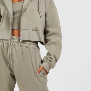 Hoodies courts surdimensionnés pour femmes, vente en gros, sur mesure, à manches longues, pour adultes et jeunes filles - Product Image 4