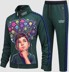 Ensemble de survêtement unisexe personnalisé avec impression par sublimation, veste de sport à fermeture éclair intégrale, respirant, respectueux de l'environnement, ensemble de jogging, vêtements de sport - Product Image 1