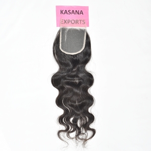 Extensions de cheveux humains vierges non traités, 4x4 Closure, couleur naturelle noire, provenant de temples indiens, double trame, Deep Wave, pour femmes - Product Image 1