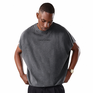 Custom Embroidered Men's Oversized Short Sleeve T-<b>shirt</b> O-Neck 100% Cotton Knitted Casual Breathable Front Logo Pattern <b>Gothic</b> - Product Image 2