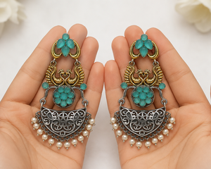 Pendientes Colgantes Bohemios de Plata Oxidada Bicolor con Engaste de Bisel de Ónix, Joyería de Aleación para Mujer, Envío Rápido para Pedidos al por Mayor - Product Image 3