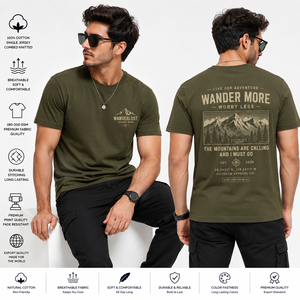 Camiseta de Manga Corta para Hombre, Color Verde Oliva, 100% Algodón, Cuello Redondo, Corte Regular, Tela de Rizo, Ecológica, Casual, con Estampado por Transferencia de Calor - Product Image 2