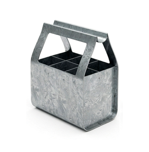 Porte-bouteilles de vin en métal industriel, rectangulaire, multi-compartiments, durable, organisateur de cuisine, type support avec poignée - Product Image 2