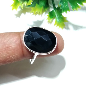 Natural Black Onyx <b>Ring</b>, Checker Cut Gemstone <b>Ring</b>, Sterling Silver Jewelry, Handmade Fashion <b>Ring</b>, Adjustable Cocktail <b>Ring</b> - Product Image 3