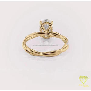 Bague en argent sterling 925 avec diamant moissanite taille coussin et pierres latérales en forme de poire, finition or rose, bijoux de mariée pour les détaillants - Product Image 3