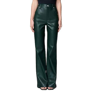 Pantalones de Cuero Clásicos, Corte Recto Atemporal, Prendas de Primera Calidad, Pantalones de Cuero PU a la Moda, Cintura Alta, Estilo Urbano Contemporáneo - Product Image 2