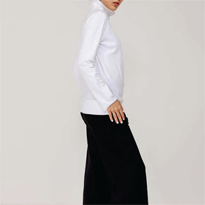 Camiseta de Manga Larga con Cuello Alto para Mujer, Informal, de Verano, Lisa, 100% Algodón Orgánico, con Logotipo, Transpirable, Ecológica, de Secado Rápido - Product Image 2