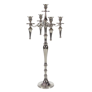 Support à bougies décoratif en aluminium argenté, style vintage, pour mariage, Noël, fête, table, décoration intérieure, au meilleur prix - Product Image 1