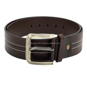 Cinturón Casual de Cuero Vacuno Negro 100% Original de Calidad de Exportación para Hombre y Mujer con Hebilla de Latón Elegante - Product Image 4