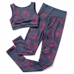 Conjunto de Yoga sin Costuras de Cintura Alta para Mujer, 2 Piezas, Estampado de Hojas, Ropa Deportiva, Bra Deportivo, Leggings de Gimnasio, Ropa Deportiva Activa, Ropa de Fitness - Product Image 5