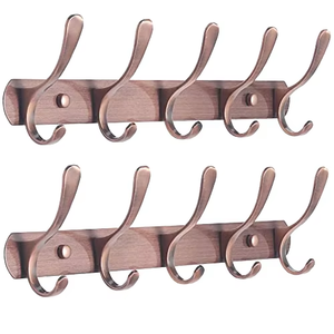 Premium Stainless Steel Double Tier Wall Mounted Coat Hat Towel Rack Heavy Duty | Multi Use <b>Hooks</b> for Home Kitchen Bathroom - Product Image 1