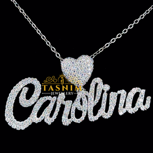 Collier Pendentif Cœur en Argent 925 avec Moissanite VVS de Tasnim Jewellery, Plaqué Or Rose Carolina, Certifié Coupe Brillante Hip - Product Image 1
