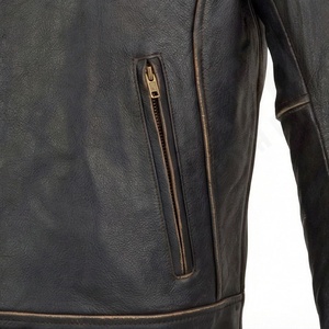 NAI-0798A Chaqueta de cuero estilo universitario para motociclista, modelo Summer Twin, talla XL, con cremallera, cuello con capucha, acolchada, efecto curtido, color personalizado - Product Image 5