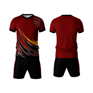 Ensemble de maillot de football sublimé à col en V pour homme, manches courtes, polyester, coupe athlétique, toutes saisons, imprimé noir et vert olive - Product Image 2