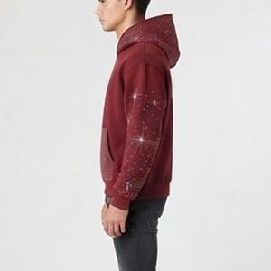 Fabricant de vêtements sur mesure – Blouson à capuche zippé en polaire pour homme avec cristaux scintillants – Collection 2026 - Product Image 3