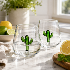 Vasos de Vidrio Transparente de Borosilicato Hechos a Mano de 300 ml, Vasos Reutilizables para Whisky, Agua y Jugos, Libres de Plomo, al por Mayor - Product Image 5