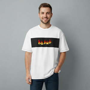 T-shirt surdimensionné de qualité supérieure, personnalisé, bicolore, en coton lourd 100 %, coupe ample pour homme - Product Image 4