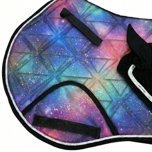 Equestrian Saddle Pad with Horse Ear <b>Bonnet</b> Set Soft Fabric Quilted Riding Pad Sweat Absorbing Anti Fly Hood Custom Design - Product Image 4