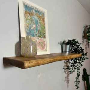 Modern Curved Wooden Floating <b>Shelf</b> Elegant <b>Wall</b> <b>Mount</b> Natural Timber Storage Ledge Display Rack Pair for Minimalist Decor - Product Image 4