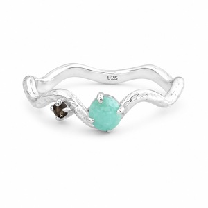 Natural Amazonite Round Bohemian GIA Certified Prong Setting Sterling <b>Silver</b> Handmade <b>Stacking</b> <b>Ring</b> for Women Gift - Product Image 1
