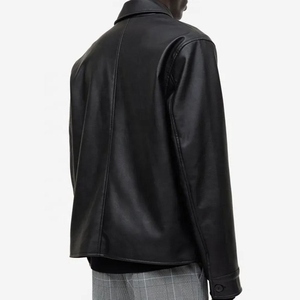 Wholesale Soft Faux Leather <b>Jacket</b> for Men High Quality Outdoor Popular Fashion <b>Lined</b> Zipper Men's Leather <b>Jacket</b> RL-LJ-255 - Product Image 3