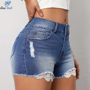 Shorts de Mezclilla Personalizados para Mujer, Cintura Alta, Elásticos, Corte Regular, Verano, Casual, Sexy, Vintage, Cierre de Botones, Servicios OEM - Product Image 5
