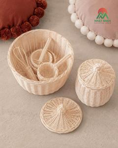Ensemble de jouets de cuisine en rotin Nhat Minh pour enfants, outils de pâtisserie faits à la main avec bol, tasses à mesurer, cuillère, fouet, unisexe, 2-4 ans - Product Image 5
