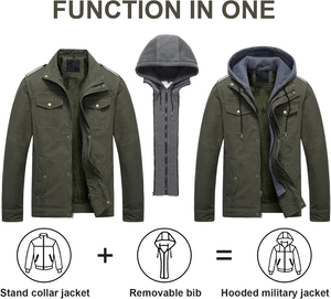 Men's Polyester/Cotton Blend Knitted Embroidered Loose Stand Collar Breathable Windproof <b>Wool</b>-Lined Single Button Casual Jacket - Product Image 5