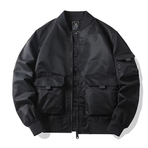 Blouson bomber vert olive pour homme, col montant, fermeture boutonnée, décontracté, respirant, séchage rapide, logo frontal, vêtement d'hiver - Product Image 6