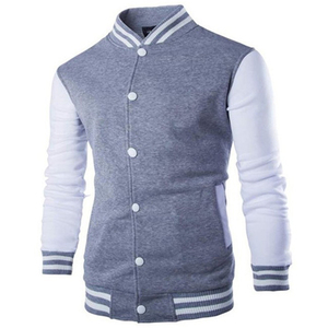 เสื้อแจ็คเก็ตวาร์ซิตี้สีแดงขาวสำหรับผู้ชาย สไตล์พรีปปี้ ทรงเข้ารูป ปกคอพับ ผ้าโพลีเอสเตอร์ผสมคอตตอน แขนยาวปกติ สำหรับฤดูใบไม้ร่วง - Product Image 3